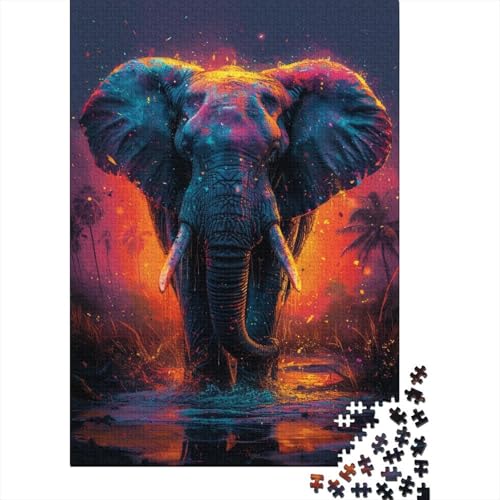 Puzzle für Erwachsene, 300 Teile, buntes Elefanten-Holzpuzzle für Erwachsene, Puzzle-Spielzeug, Entspannungspuzzle, Spiele, Denksportaufgabe 15,75x11,02 Zoll von JIANGENNF