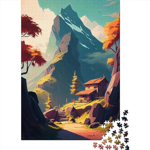 Puzzle für Erwachsene, 500 Teile, „Serene Mountain Retreat“, Holzpuzzle für Erwachsene, Puzzlespielzeug, präzise geschnittenes 500-teiliges Puzzle (Größe 20,47 x 14,96 Zoll) von JIANGENNF