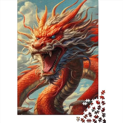 Puzzle für Erwachsene, 500 Teile, Tier-Drache, Holzpuzzle für Erwachsene, Puzzle-Spielzeug, präzise geschnittenes 500-teiliges Puzzle (Größe 20,47 x 14,96 Zoll) von JIANGENNF