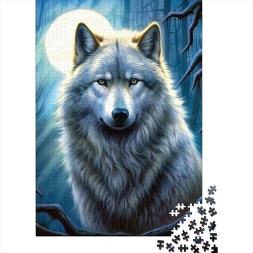 Puzzle für Erwachsene, 500 Teile, Wolf-Holzpuzzle für Teenager, ganze Familie und die (Größe: 52 x 38 cm) von JIANGENNF