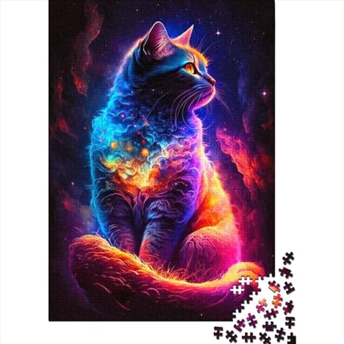 Puzzle für Erwachsene, 500 Teile, süßes Katzen-Holzpuzzle für Teenager, ganze Familie und die (Größe: 52 x 38 cm) von JIANGENNF