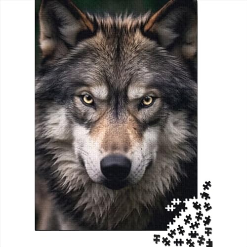 Puzzle für Erwachsene, Wolfsporträt in der Wildnis, 1000 Teile, Holzpuzzle für Erwachsene und Jugendliche ab 12 Jahren, Heimdekoration, Puzzlegröße: 75 x 50 cm von JIANGENNF