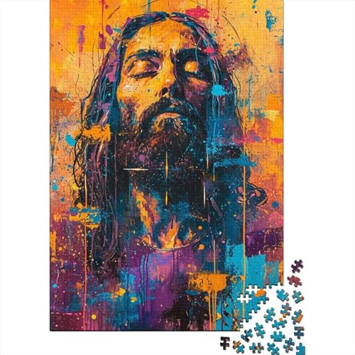 Puzzle für Erwachsene „Heiliger Jesus“, 500 Teile, Holzpuzzle für Erwachsene, Puzzle ganze Familie und die (Größe 52x38cm) von JIANGENNF