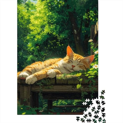 Puzzle für Erwachsene mit 1000 Teilen, Katze auf einer Schaukel, Holzpuzzle für Erwachsene, Puzzlespielzeug, schwierige, anspruchsvolle Puzzles mit 1000 Teilen 29,53x19,69 Zoll von JIANGENNF