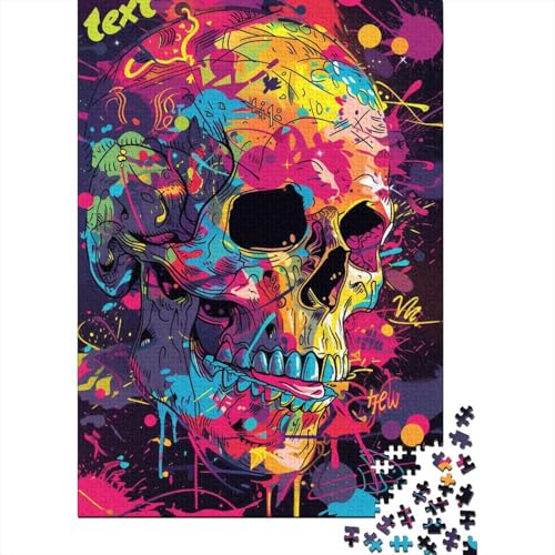 Puzzle mit farbigem Totenkopf, Puzzle für Erwachsene und Jugendliche, 300 Teile, Puzzle für Erwachsene und Jugendliche, Spielspielzeug für Erwachsene, Familienpuzzle, Geschenk 15,75x11,02 Zoll von JIANGENNF