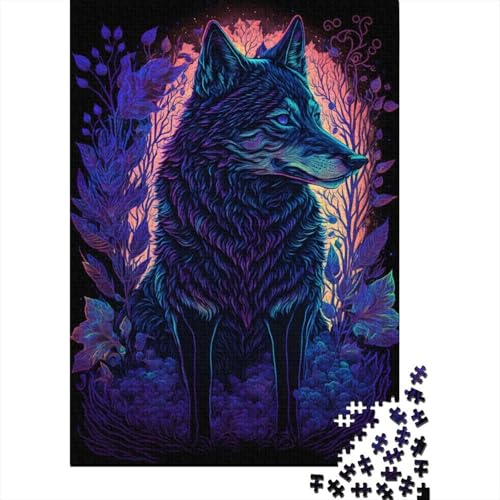 Schwarzlicht-Wolf-Puzzle, Puzzle für Erwachsene und Teenager, 300 große Teile, Puzzle für Erwachsene, Stressabbau, Urlaub zu Hause, Zeitvertreib, 40 x 28 cm von JIANGENNF