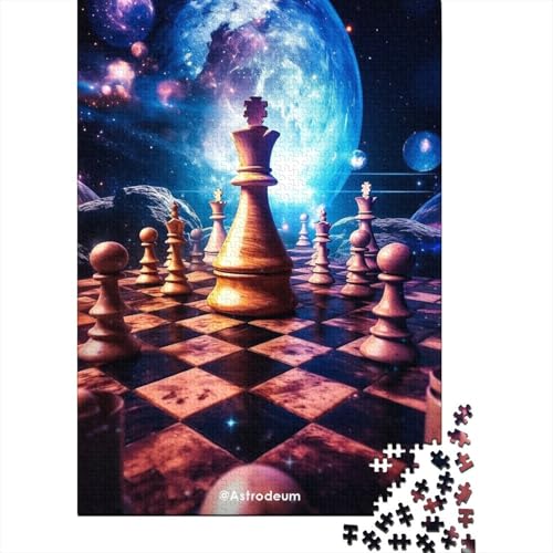 Schwierige, anspruchsvolle Puzzles, 1000-teiliges Holzpuzzle Cosmic Chess für Erwachsene und Teenager für anspruchsvolle Puzzlespiele und Familienspiele 29,53x19,69 Zoll von JIANGENNF