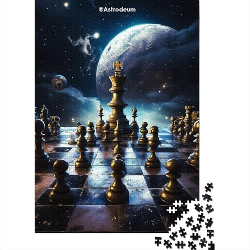 Schwierige, anspruchsvolle Puzzles, 1000-teiliges Holzpuzzle Cosmic Chess für Erwachsene und Teenager für anspruchsvolle Puzzlespiele und Familienspiele 29,53x19,69 Zoll von JIANGENNF