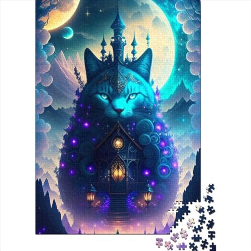 Schwierige, anspruchsvolle Puzzles, 300 Teile, Arts Cats, Holzpuzzle für Erwachsene, Puzzlespielzeug als Geschenk für die ganze Familie und die (Größe 15,75 x 11,02 Zoll) von JIANGENNF