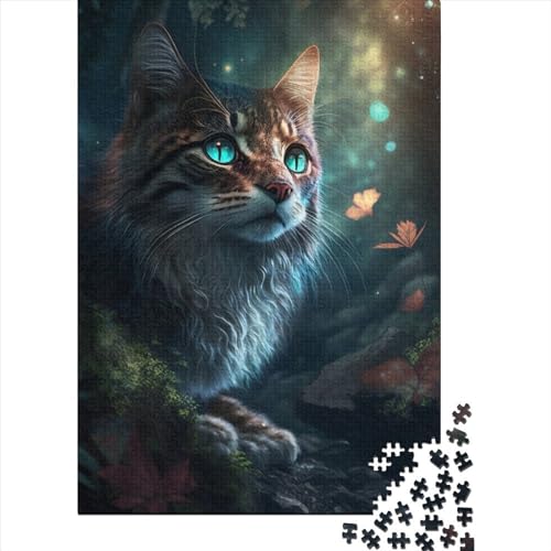 Schwierige, anspruchsvolle Puzzles, 300 Teile, Kunst, bunte Katzen, Holzpuzzle für Erwachsene, Puzzlespielzeug als Geschenk für die ganze Familie und die (Größe 15,75 x 11,02 Zoll) von JIANGENNF