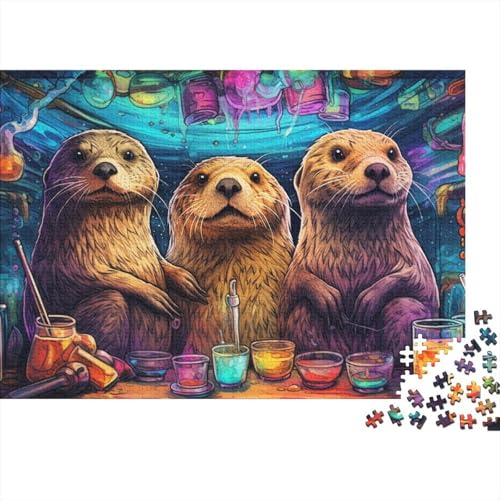 Schwierige, anspruchsvolle Puzzles, 300 Teile, Otter-Holzpuzzle, Holzpuzzles, Puzzles für Erwachsene, Lernspiel, Herausforderungsspielzeug, 40 x 28 cm von JIANGENNF