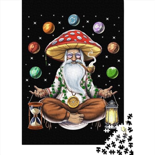 Schwierige, anspruchsvolle Puzzles, 500 Teile, Hippie-Pilz-Meditation, Holzpuzzles für Erwachsene, Puzzles eignen ganze Familie und die (20,47 x 14,96 Zoll) von JIANGENNF