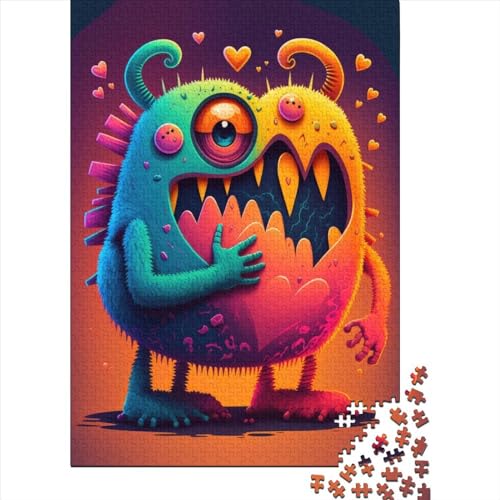 Schwierige, anspruchsvolle Puzzles, 500 Teile, Monster-Liebesherzen, Holzpuzzle für Erwachsene, Puzzlespielzeug als Geschenk für die ganze Familie und die (Größe 20,47 x 14,96 Zoll) von JIANGENNF