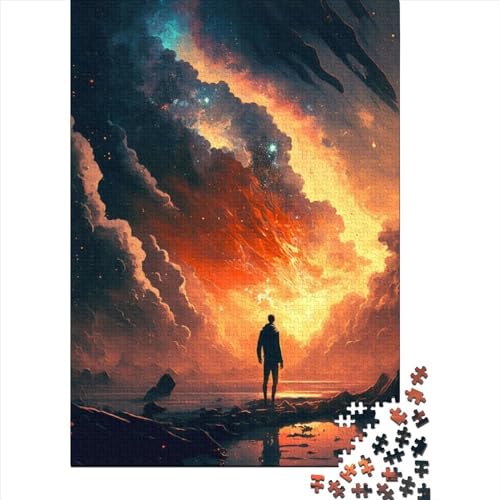 Schwierige,anspruchsvolle Puzzles,500 Teile,Traumhafter,surrealer Sonnenuntergang,Holzpuzzles für Erwachsene,Puzzles eignen ganze Familie und die 20,47x14,96 Zoll von JIANGENNF