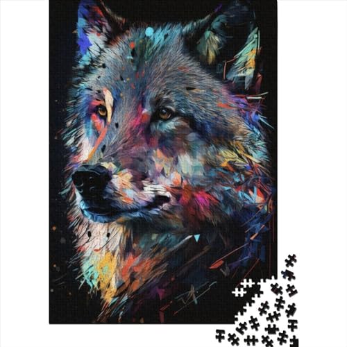 Schwieriges, anspruchsvolles Puzzle, 500 Teile, Fantasy Strange Wolf, Holzpuzzle für Erwachsene, Puzzle, Entspannungspuzzle, Spiele, Denksportaufgabe, 20,47 x 14,96 Zoll von JIANGENNF