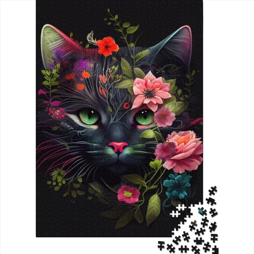 Schwieriges, anspruchsvolles Puzzle, 500 Teile, Katzen, Blumen, Tiere, Holzpuzzle für Erwachsene, Puzzles eignen ganze Familie und die (20,47 x 14,96 Zoll) von JIANGENNF