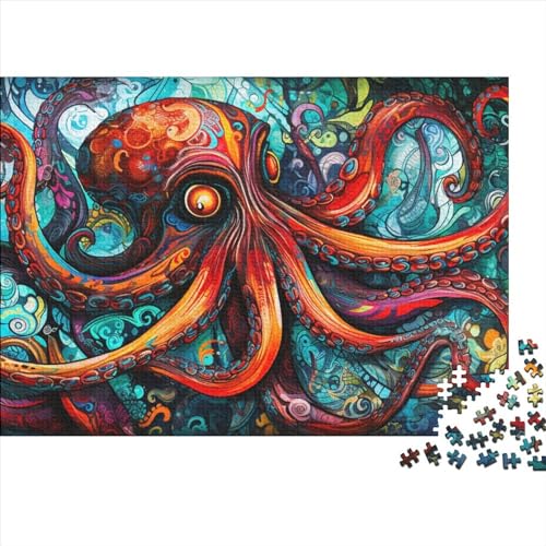 Schwieriges, anspruchsvolles Puzzle mit 1000 Teilen, Galaxie-Oktopus, Holzpuzzle für Erwachsene und Jugendliche, Lernspielzeug 75 x 50 cm von JIANGENNF