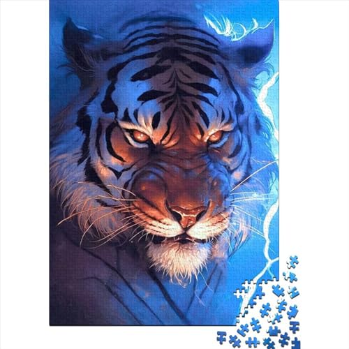 Schwieriges, anspruchsvolles Puzzle mit 1000 Teilen, Tiger-Puzzle aus Holz für Erwachsene, Puzzle, Entspannungspuzzle, Spiele, Denksportaufgabe, 75 x 50 cm von JIANGENNF