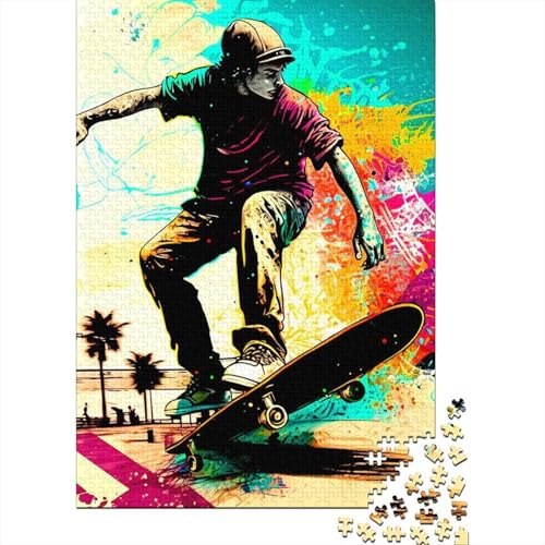 Skateboard-Puzzle | Puzzle 300 Teile für Erwachsene, Holzpuzzle für Erwachsene, Puzzlespielzeug, Puzzle für Erwachsene, Lernspiel, Herausforderungsspielzeug, 40 x 28 cm von JIANGENNF