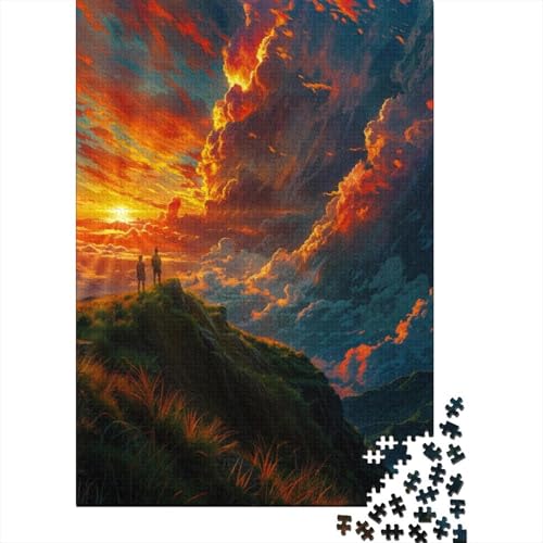 Sonnenuntergang über den Bergen Holzpuzzle Puzzle für Erwachsene und Teenager 500-teiliges Puzzle für Erwachsene Einzigartige Geburtstags 52x38cm von JIANGENNF