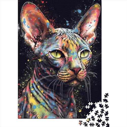 Sphinx-Katzen-Malerei-Puzzles Puzzles für Erwachsene und Jugendliche, 500 Teile für Erwachsene, schwierige Puzzles, pädagogisches Stressabbau-Spielzeug-Puzzle (Größe: 52 x 38 cm) von JIANGENNF