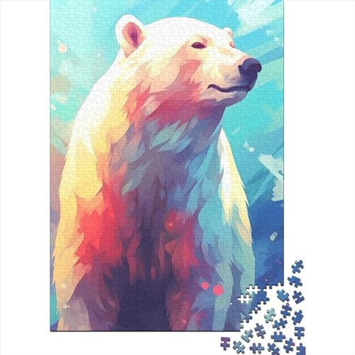 Spiel-Geschenk-Puzzle,Eisbär,Eis,300 Teile,Puzzle für Erwachsene,Premium-Puzzle,100% recyceltes Holz,für Erwachsene und Jugendliche ab 12 Jahren,Entspannungs-Puzzles,Spiele,Größe: 40x28cm von JIANGENNF