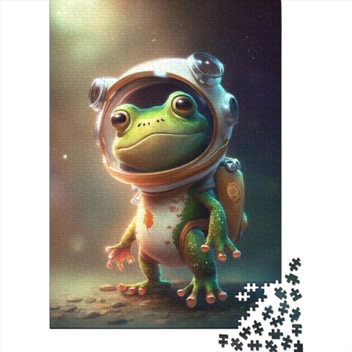 Spiel-Geschenk-Puzzle „Astronaut Space Frog“,300 Teile,Puzzle für Erwachsene,Premium-Puzzle aus 100% recyceltem Holz,für Erwachsene und Jugendliche ab 12 Jahren,Relax-Puzzles,Spiele,Größe: 40x28cm von JIANGENNF