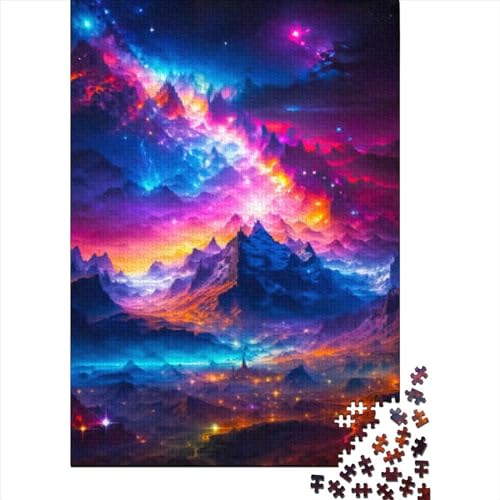 Spiel-Geschenk-Puzzle „Farbiger Himmel“,300 Teile,Puzzle für Erwachsene,Premium-Puzzle aus 100% recyceltem Holz,für Erwachsene und Jugendliche ab 12 Jahren,Entspannungs-Puzzles,Spiele,Größe: 40x28cm von JIANGENNF