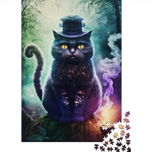 Spiel-Geschenk-Puzzle „Mystische Waldkatze“,1000 Teile,Puzzle für Erwachsene,Premium-Puzzle aus 100% recyceltem Holz,für Erwachsene und Jugendliche ab 12 Jahren,Entspannungs-Puzzles,Spiele, von JIANGENNF