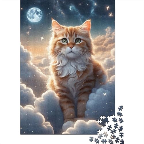 Spielgeschenk Jigsaw Dream Cat 1000-teiliges Puzzle für Erwachsene, Premium 100% recyceltes Holz, für Erwachsene und Jugendliche ab 12 Jahren, Entspannungspuzzles, Spiele, Größe: 75 x 50 cm von JIANGENNF