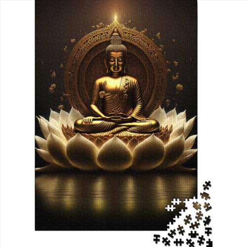 Spielgeschenk Puzzle „Buddha neben Lotus“,1000 Teile,Puzzle für Erwachsene,Premium-Puzzle,100% recyceltes Holz,für Erwachsene und Jugendliche ab 12 Jahren,Entspannungspuzzle,Spiele,Größe: 75x50cm von JIANGENNF