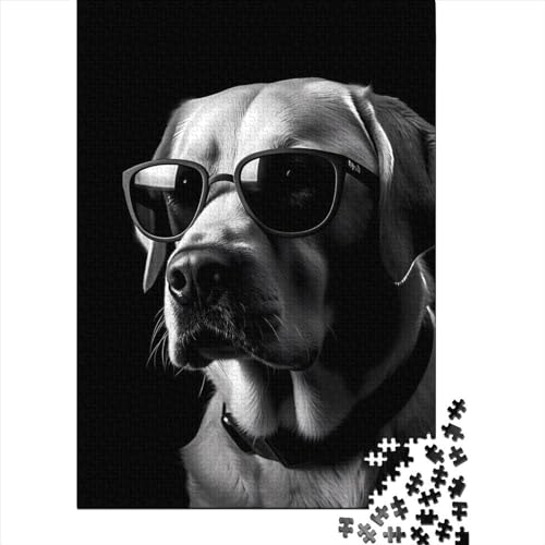 Spielgeschenk Puzzle Labrador-Sonnenbrille,1000 Teile,Puzzle für Erwachsene,Premium-Puzzle,100% recyceltes Holz,für Erwachsene und Jugendliche ab 12 Jahren,Relax-Puzzles,Spiele,Größe: 75x50cm von JIANGENNF