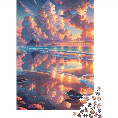 Strandpuzzle für Erwachsene, 500 Teile, großes Holzpuzzle für Erwachsene, Puzzle für Erwachsene, Lernspiel, Herausforderungsspielzeug (Größe: 52x38cm) von JIANGENNF