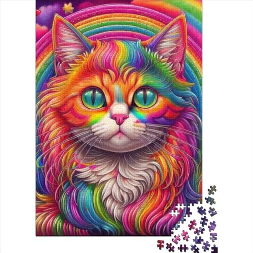 Süßes Katzen-Puzzle aus Holz, 500-teiliges Puzzle für Erwachsene und Teenager, anspruchsvolles Spiel (Größe: 52 x 38 cm) von JIANGENNF