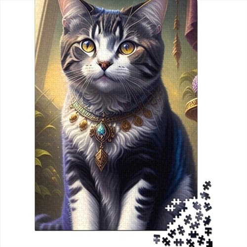 Süßes Katzen-Puzzle aus Holz für Teenager, 500 Teile, Puzzle für Erwachsene und Teenager, interessante Puzzles zur Stressreduzierung (Größe: 52 x 38 cm) von JIANGENNF