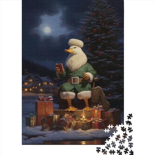 Süßes Weihnachtsenten-Puzzle aus Holz für Erwachsene, Puzzle-Spielzeug, 300-teiliges Puzzle für Erwachsene und Teenager, anspruchsvolles Spiel (Größe 40 x 28 cm) von JIANGENNF