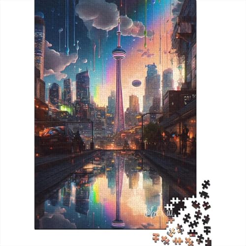 Sweet City Holzpuzzle für Teenager, Geschenke für 300 große Teile, Puzzle für Erwachsene, Holzpuzzle für Erwachsene und Teenager, 40x28cm von JIANGENNF