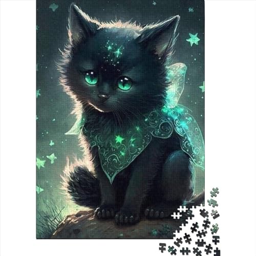 Teenager-Puzzle Bunte Katzen, Erwachsene, 500 Teile Puzzle, Holzpuzzle für Erwachsene und Teenager ab 12 Jahren, anspruchsvolle Puzzles für Erwachsene, Größe: 52 x 38 cm von JIANGENNF