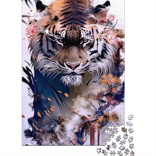 Tiger-Holzpuzzle für Erwachsene, 300-teiliges Puzzle für Erwachsene und Teenager, für anspruchsvolles Puzzlespiel und Familienspiel, 40 x 28 cm von JIANGENNF