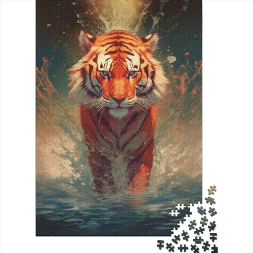 Tiger-Holzpuzzle für Erwachsene und Teenager, 500 Teile für Erwachsene, schwierige Puzzles, Holzpuzzles für Erwachsene und Teenager (Größe 20,47 x 14,96 Zoll) von JIANGENNF