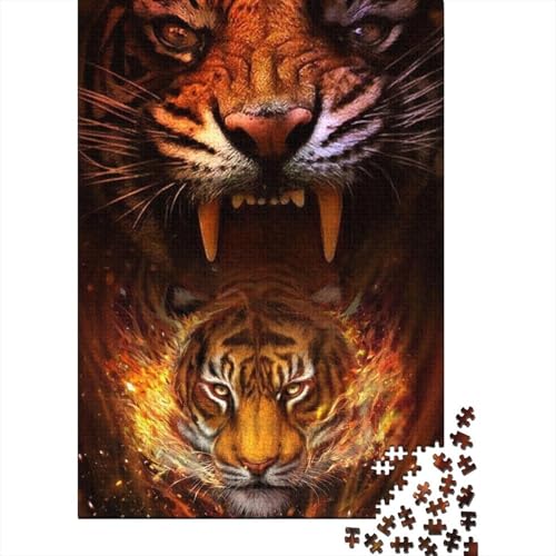 Tiger-Puzzle, 500 Teile, Puzzle für Erwachsene und Teenager, Holzpuzzle für Erwachsene und Teenager, Puzzle-Geschenke (Größe: 52x38cm) von JIANGENNF