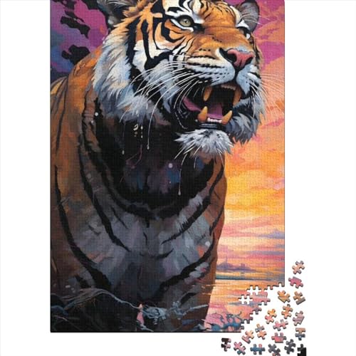 Tiger-Puzzle, 500 Teile, Puzzle für Erwachsene und Teenager, Holzpuzzle für Erwachsene und Teenager, Spaß bei Spielen für Erwachsene (52 x 37 cm) von JIANGENNF