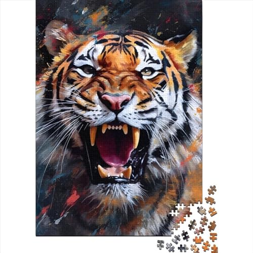 Tiger-Puzzle aus Holz, Puzzle für Erwachsene und Jugendliche, 1000 Teile, Puzzle für Erwachsene, anspruchsvolles Spiel, 75 x 50 cm von JIANGENNF