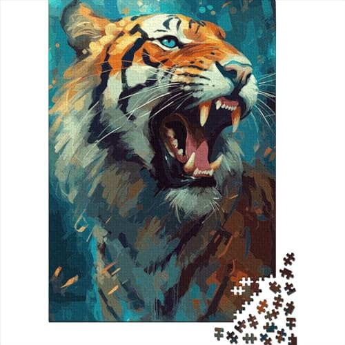 Tiger-Puzzle aus Holz, Puzzle für Erwachsene und Jugendliche, 1000 Teile, Puzzle für Erwachsene, anspruchsvolles Spiel, 75 x 50 cm von JIANGENNF
