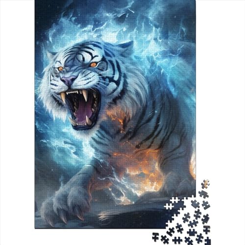 Tiger-Puzzle aus Holz, Puzzle für Erwachsene und Jugendliche, 1000 Teile, Puzzle für Erwachsene, anspruchsvolles Spiel, 75 x 50 cm von JIANGENNF