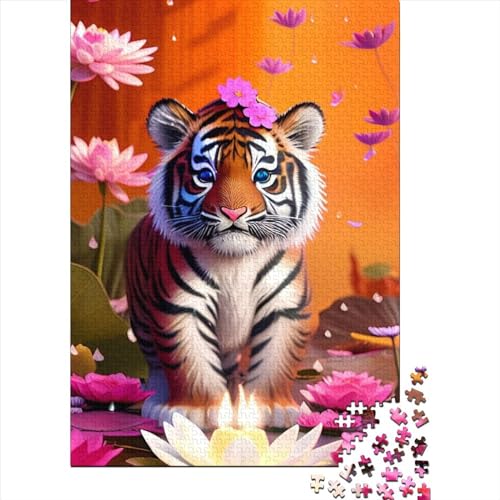 Tiger-Puzzle aus Holz für Teenager, 500 Teile, Puzzle für Erwachsene und Teenager, Holzpuzzle für Erwachsene und Teenager (Größe: 52 x 38 cm) von JIANGENNF