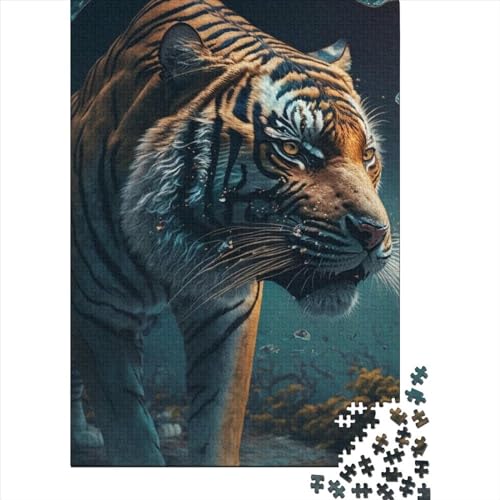 Tiger-Puzzle für Erwachsene, 500 Teile, schwierige, anspruchsvolle Puzzles, 500 Teile, Weihnachtsgeburtstagsgeschenk für Erwachsene und Jugendliche (Größe: 52 x 38 cm) von JIANGENNF