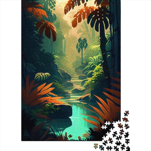 Tropischer Teich Puzzle 500 Teile Puzzle für Erwachsene Teenager Holzpuzzle für Erwachsene Teenager Genießen Sie Spiele für Erwachsene (20,47x14,96 Zoll) von JIANGENNF