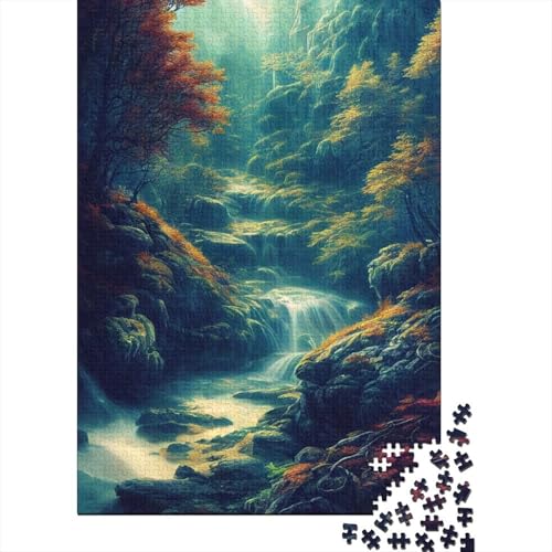 Wasserfall in der Waldnatur für Erwachsene Puzzle 300 Teile Puzzle 300 Teile für Erwachsene Schwierige Puzzles Entspannungspuzzles Spiele-Denkspiel 40x28cm von JIANGENNF