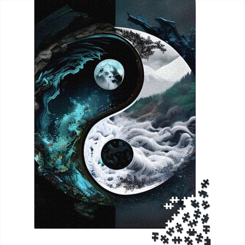 Yin Yang-Puzzle für Erwachsene, 300 Teile, 300 Teile für Erwachsene, schwierige Puzzles, Weihnachtswunschliste mit Weihnachtsmann 15,75x11,02 Zoll von JIANGENNF